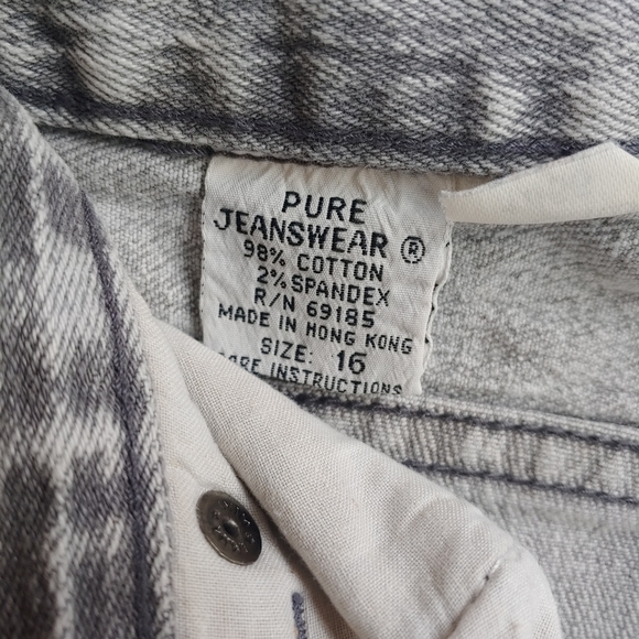 Vintage 1980’s PURE JEANSWEAR ACID WASHED Grey Jeans 31x29 Retro Rock Hairband - Picture 14 of 14